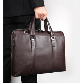 Luxury Genuine Leather Briefcase Men Leather Business Bag 15.6" Laptop Bag 