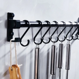 Kitchen Shelf Storage Rack Punch-free Cutlery Rack Movable Hook For Kitchen Utensil Hanging Parts Hanging Rod Spatula Tool Rack