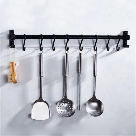 Kitchen Shelf Storage Rack Punch-free Cutlery Rack Movable Hook For Kitchen Utensil Hanging Parts Hanging Rod Spatula Tool Rack